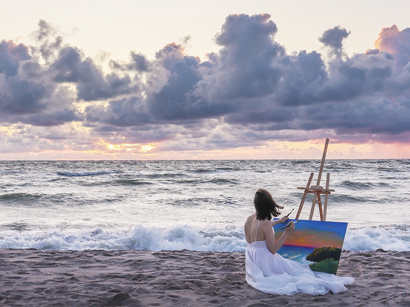 painting at the beach